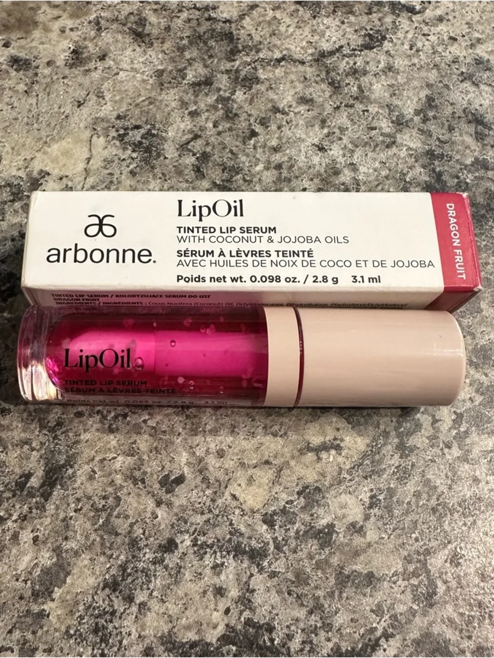 NEW Arbonne Lip Oil Tinted Lip Serum Dragon Fruit Gloss Balm 7973 2.8 g